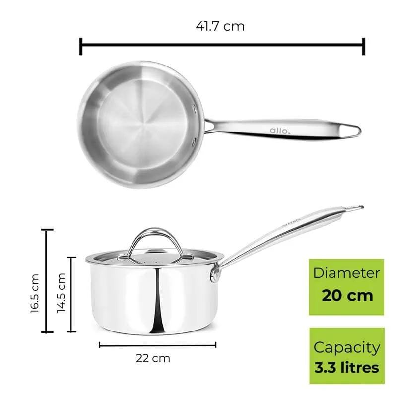 Soqo Induction Safe Saucepan With Lid - 3300 ML / 8 Inches media 5