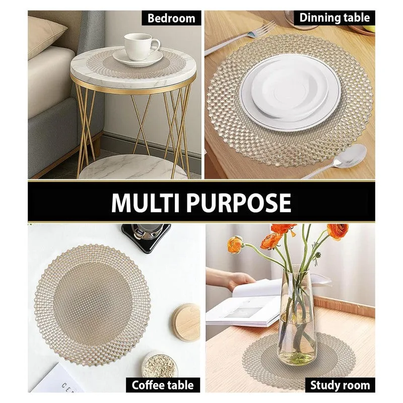Lumora Golden Round PVC Table Mats - Set Of Four media 6