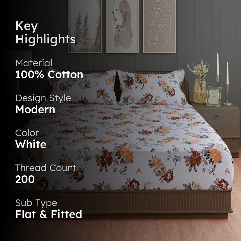 Swayam Ruvo Rosa Cotton Bedsheet (Yellow) - 200 TC media 2