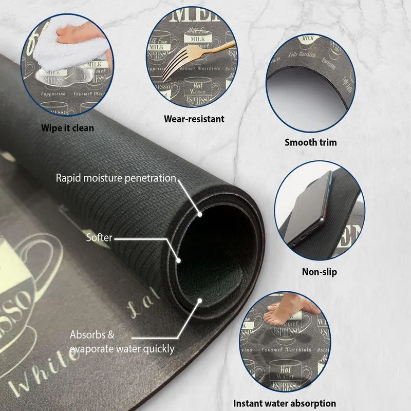 Coffee Menu Grey Rectangle Rubber Table Mats - Set Of Four media 5