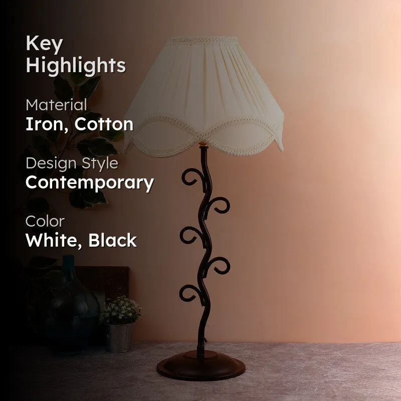 Celeneva Cotton Table Lamp With Iron Base - White media 2