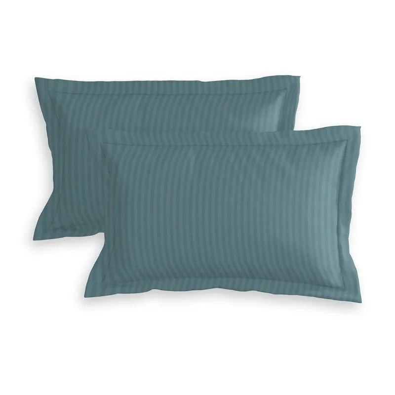 StripeScape Glace Cotton Fitted Bedsheet (Dark Grey) - 130 GSM - 10