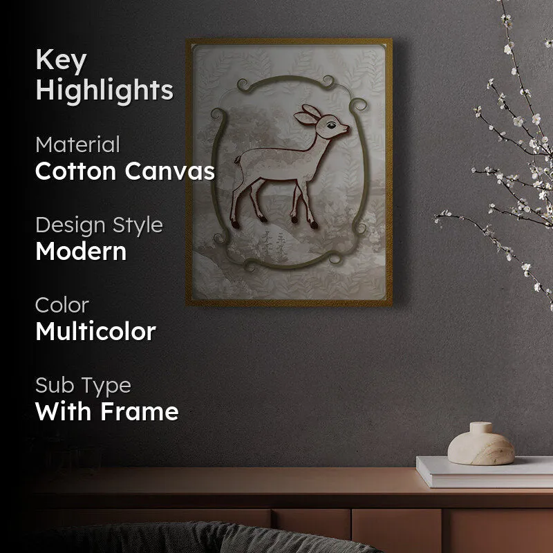 Fawn Fern Wall Art with Gold Frame media 2