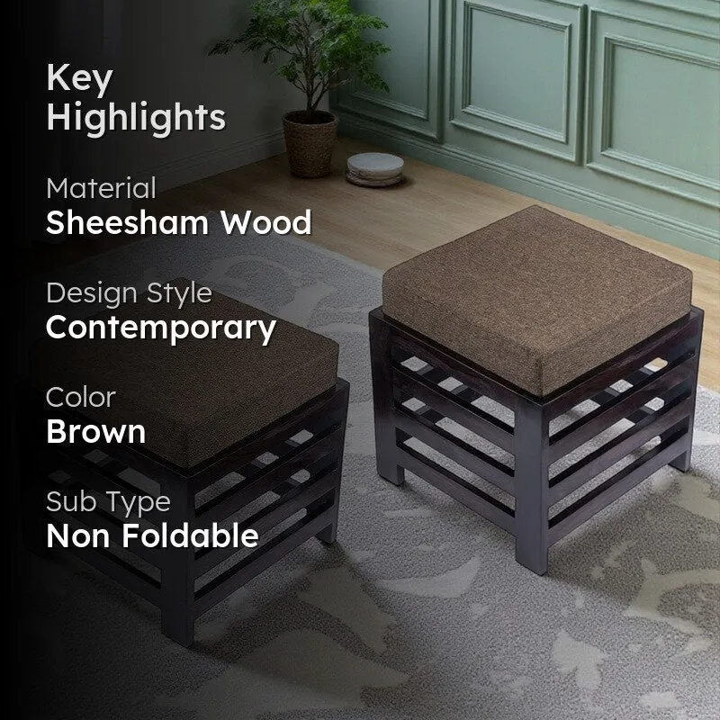 Uzeno Sheesham Wooden Bench with Cushions (Brown) - Four Piece Set media 2