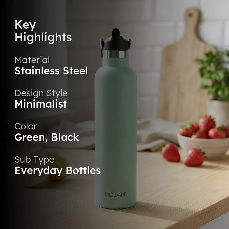 Rioware Flowra Water Bottle (Green & Black) - 1000 mL media 2