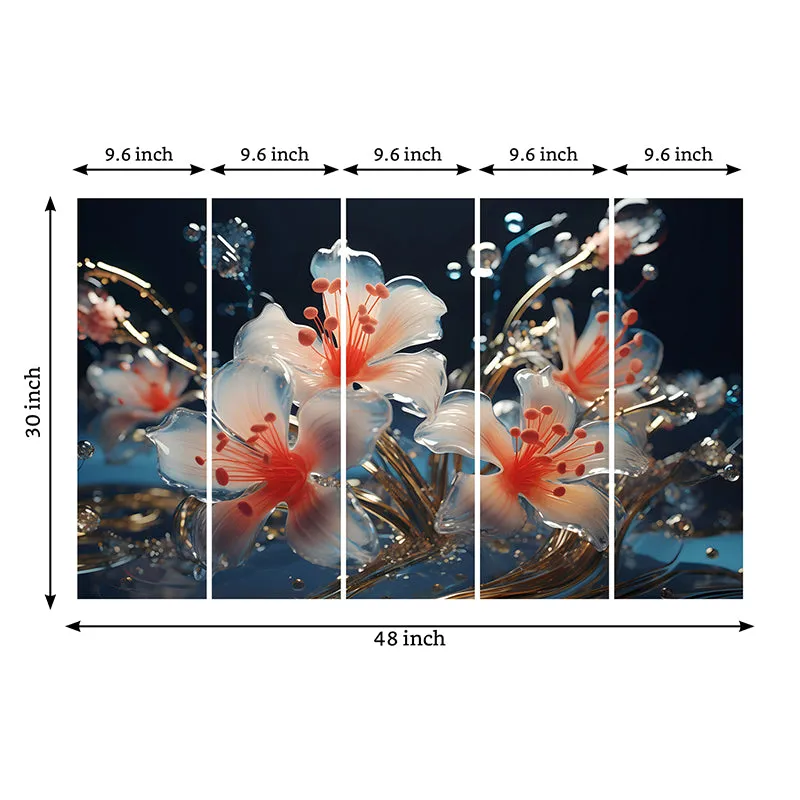 Liquid Flora I Canvas Wall Art - Set Of Five media 8