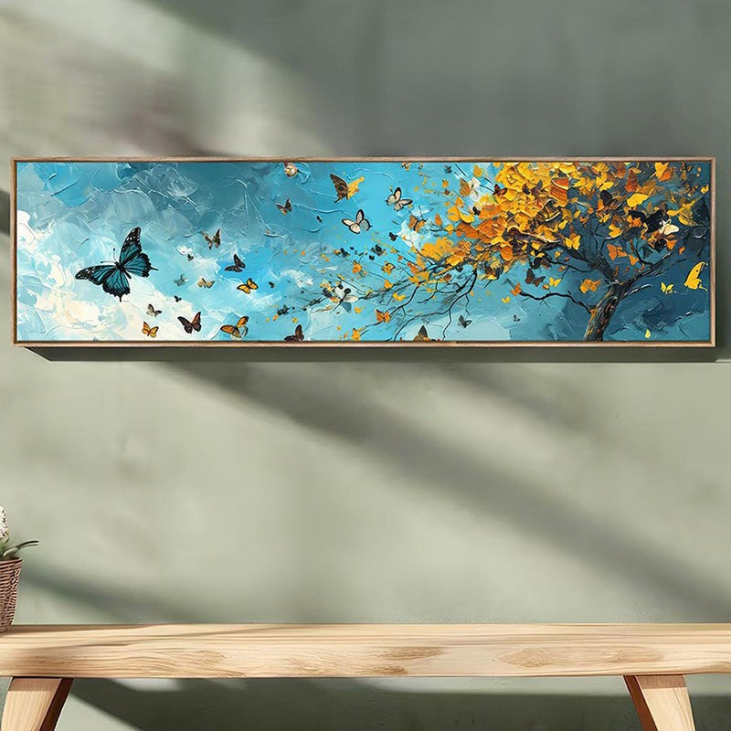 Jardin De Papillons Canvas Wall Art With Frame - Gold & Blue media 5