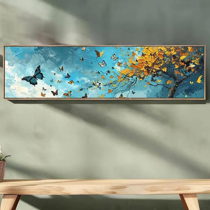 Jardin De Papillons Canvas Wall Art With Frame - Gold & Blue media 5