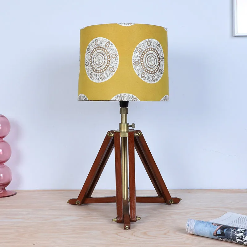 Mandala Merry Printed Tripod Mango Wood Table Lamp - Brown,Yellow,White media 3