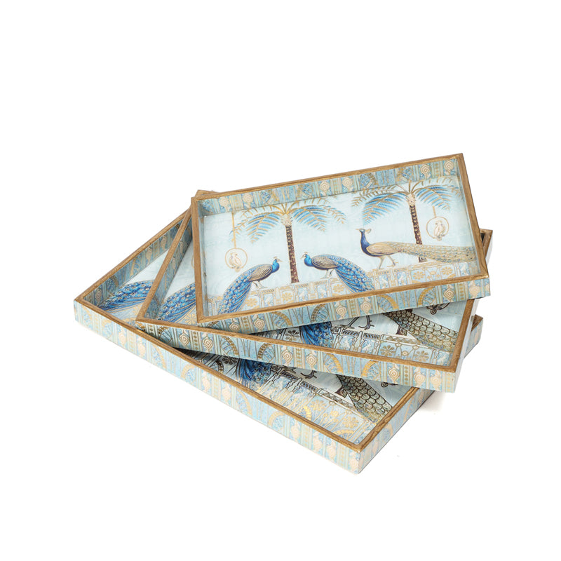 Mayura Neela Rectangle Serving Tray - Set Of Three media 4