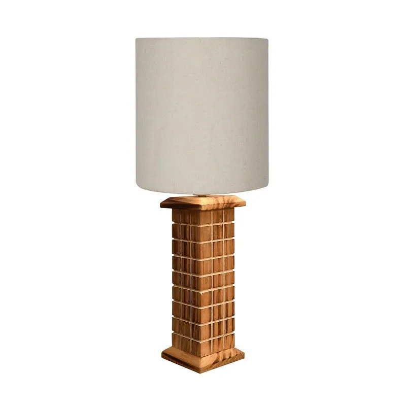 AuraBeam Stylish Wooden Table Lamp - Beige,Brown media 3