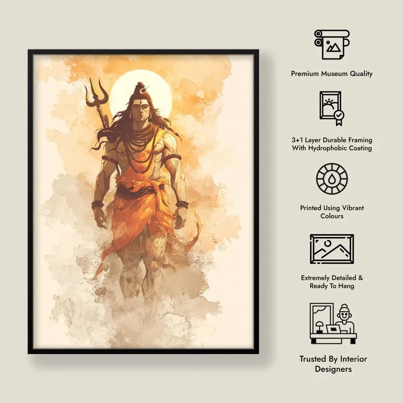 Lord Shiva Tranquility Archival Paper Wall Painting media 8