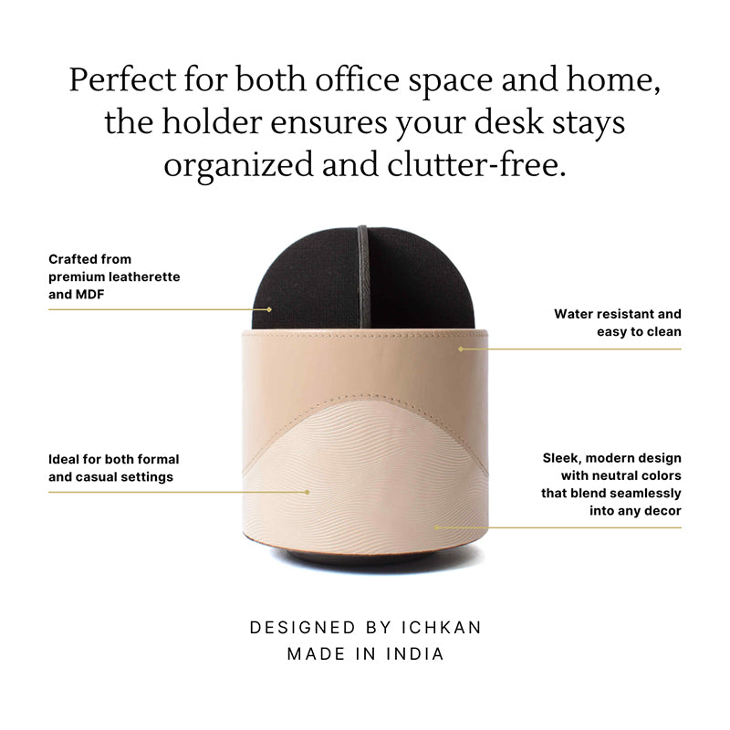 Veltrix Faux Leather Pen Stand - Beige media 7