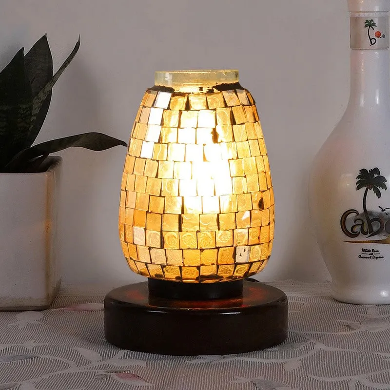 Lumyne Mosaic Glass Table Lamp With Wooden Base media 3