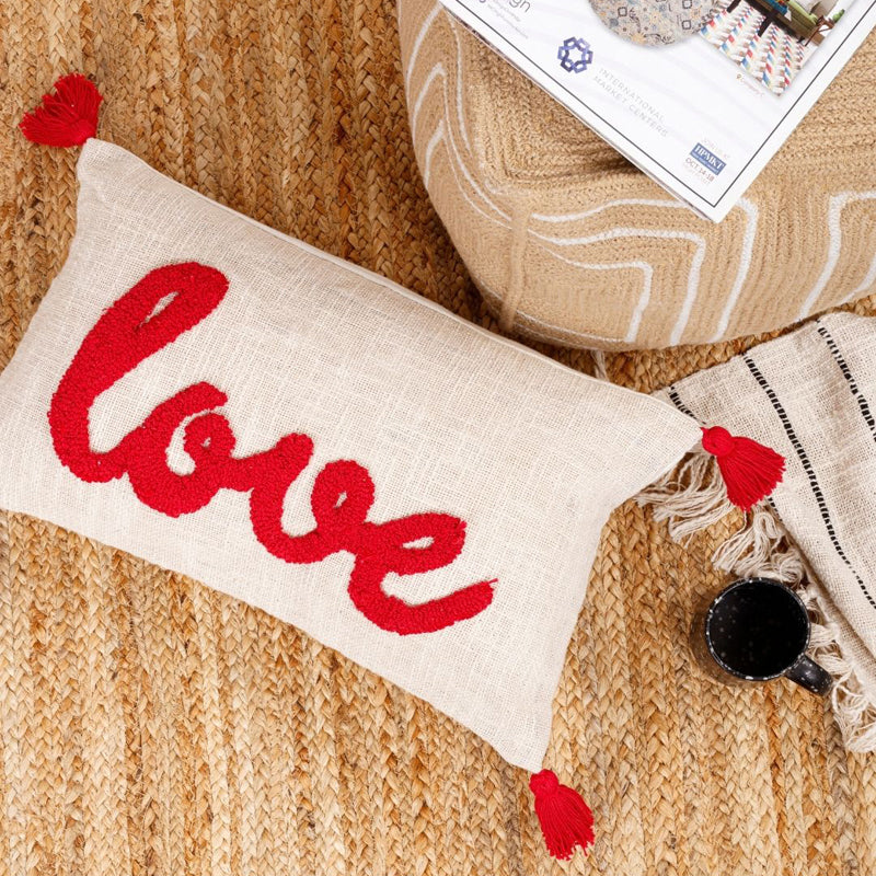 Scarlet Whispers Embroidered Cushion Cover media 5
