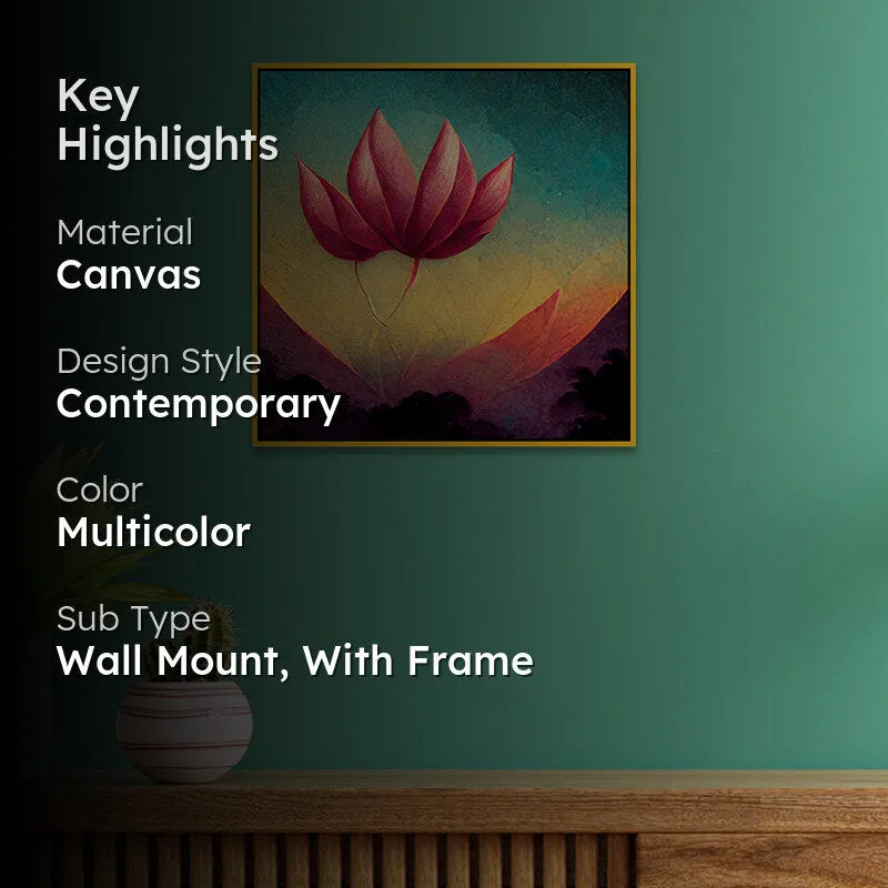 Lotus Solitude Canvas Wall Art With Frame media 2