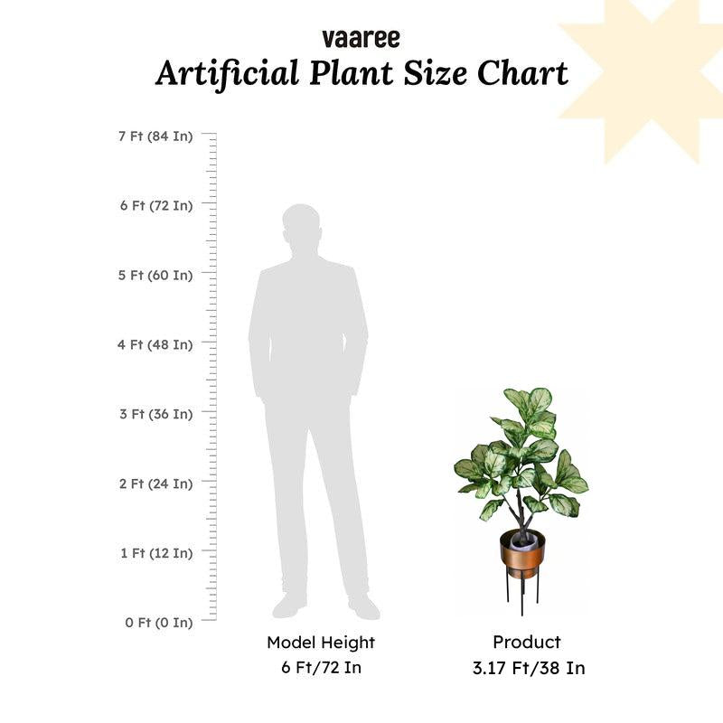 Faux Everlasting Dieffenbachia Honeydew Plant With Black Plastic Pot - 95 cm (3.1 ft) media 5