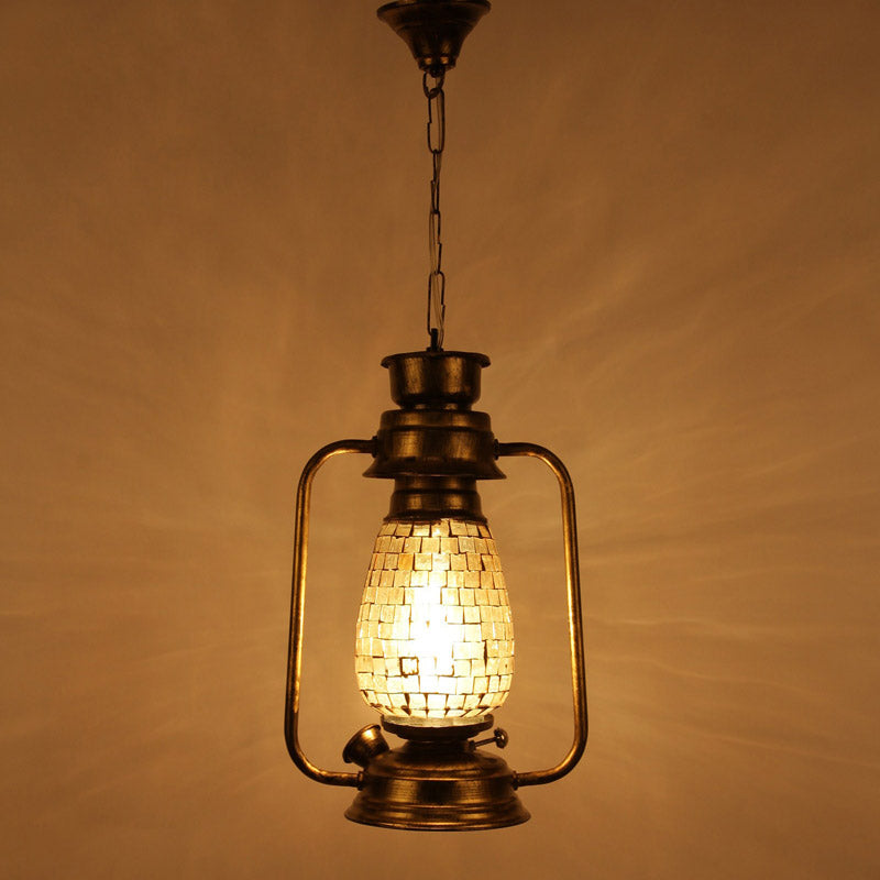Avina Mosaic Lantern Glass Ceiling Lamp - Metallic media 4