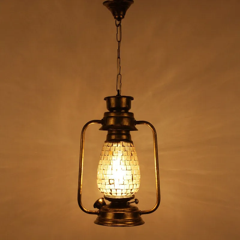 Avina Mosaic Lantern Glass Ceiling Lamp - Metallic media 4