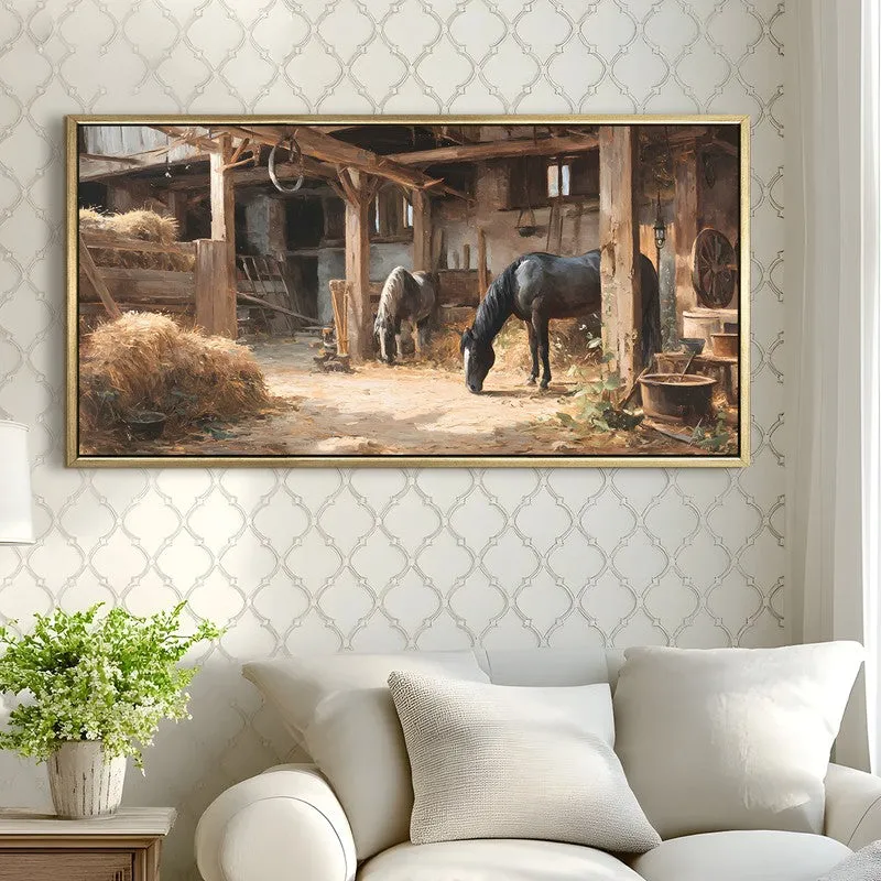 Horse Haven Canvas Wall Painting With Frame media 5