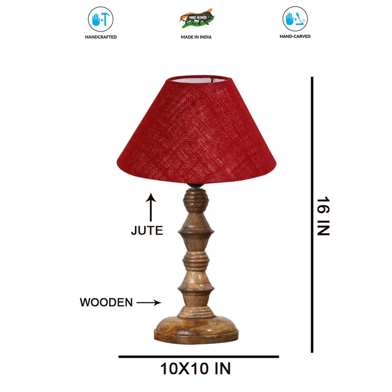 Sienna II Timber Wooden Table Lamp - Red,Brown media 7