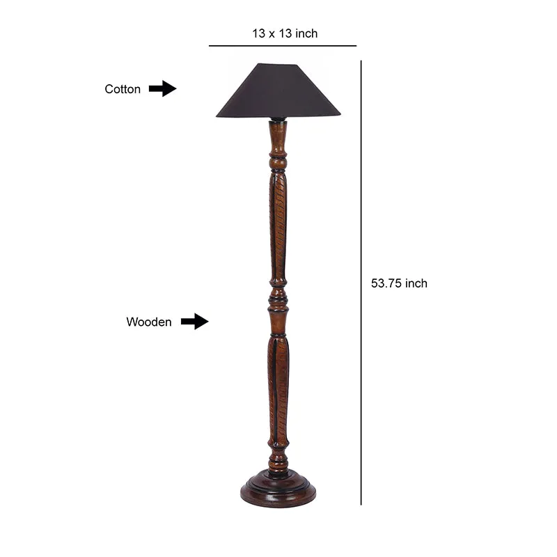 Deira Vintage Wooden Floor Lamp - Black media 5
