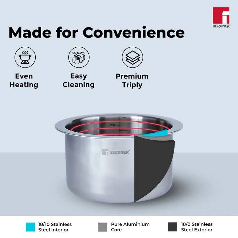 Bergner Argent Triply Tope With Lid - 2400 mL media 6