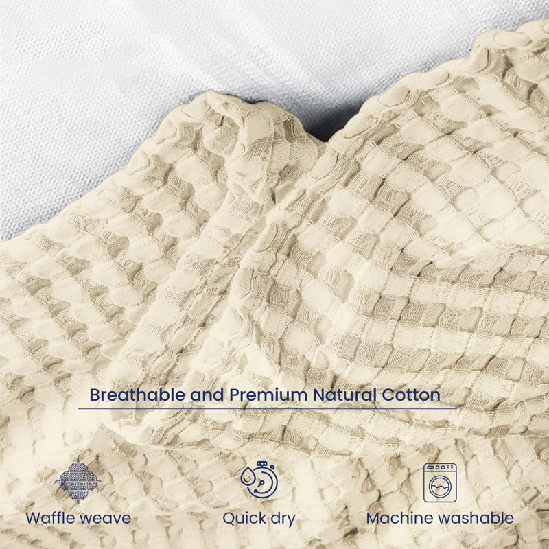 Urban Space Waffle Cotton Blanket (Beige) - 250 GSM media 5