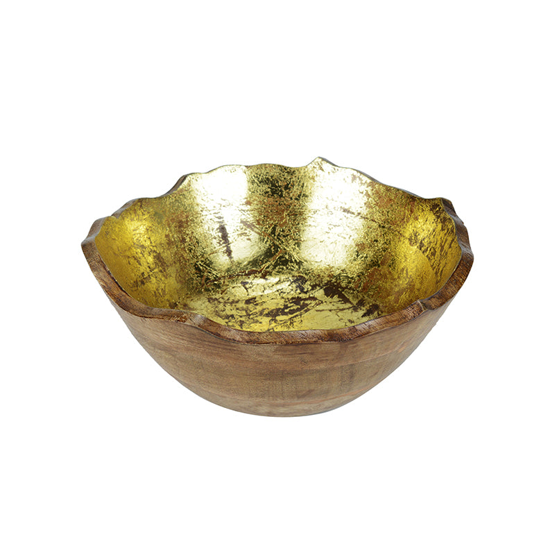 Reflective Grain Gold Foiled Wood Bowl (1600 & 1000 ML) - Set Of Two image 4