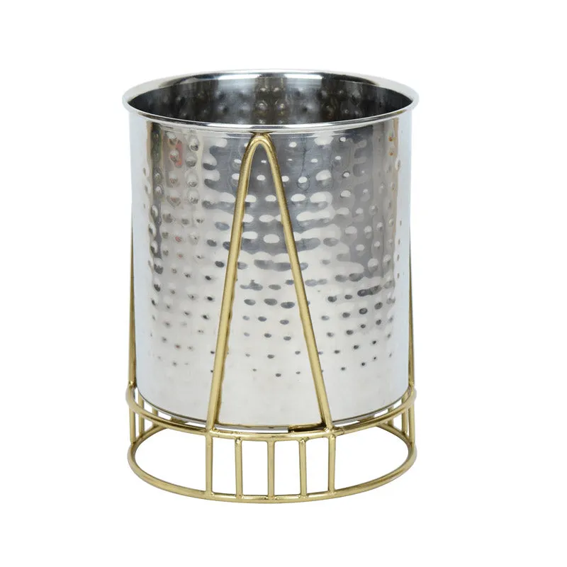 Zenva Stainless Steel Planter - Silver & Gold media 4