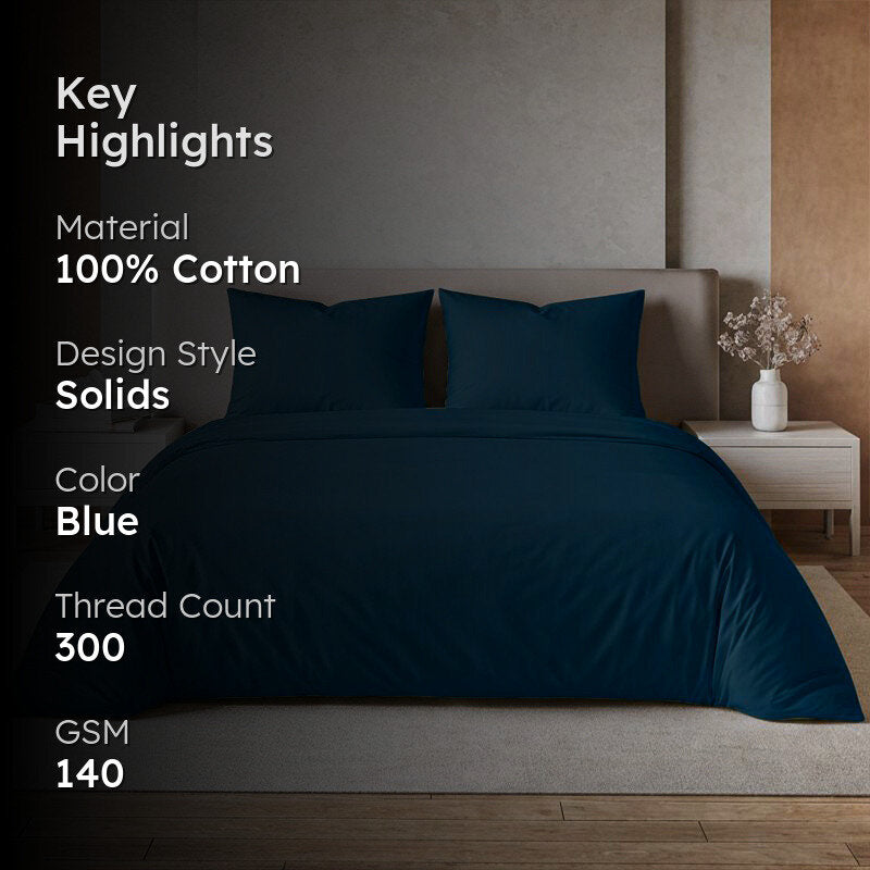 Caressence Solid Cotton Bedsheet (Dark Teal) - 300 TC media 2