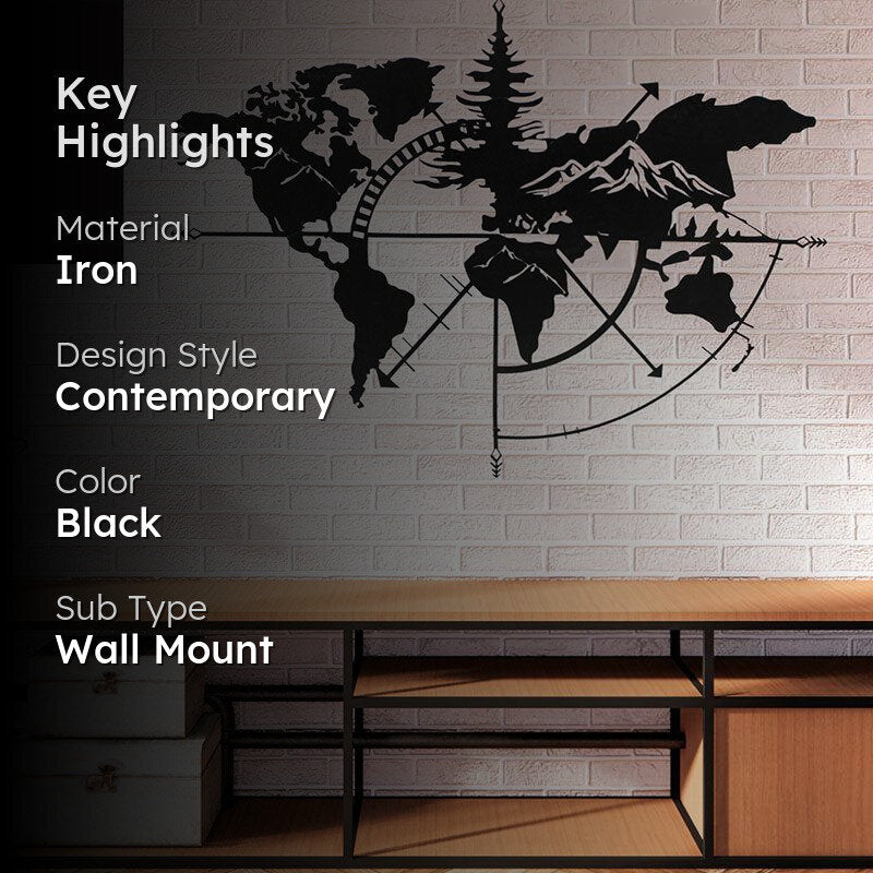 World Map Wander Black Iron Wall Accent media 2