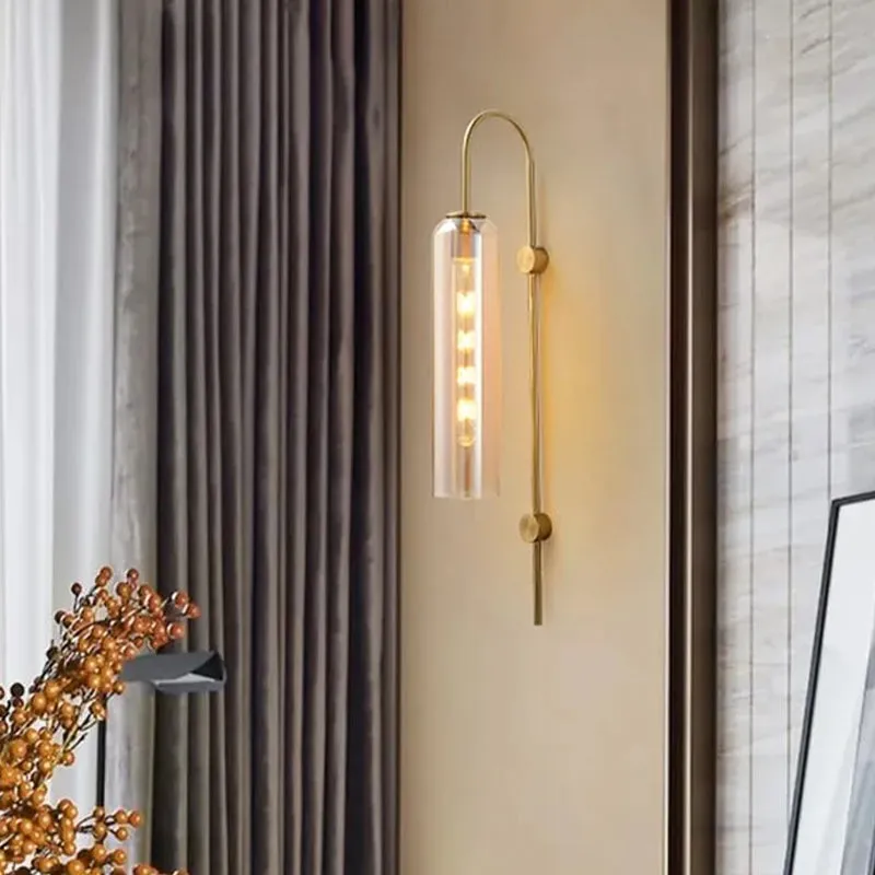 Loft Drop Metal & Glass Wall Lamp - Gold media 1