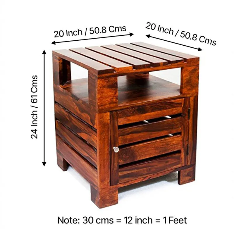 Wverix Sheesham Wooden Side & Bedside Table - Dark Brown media 10