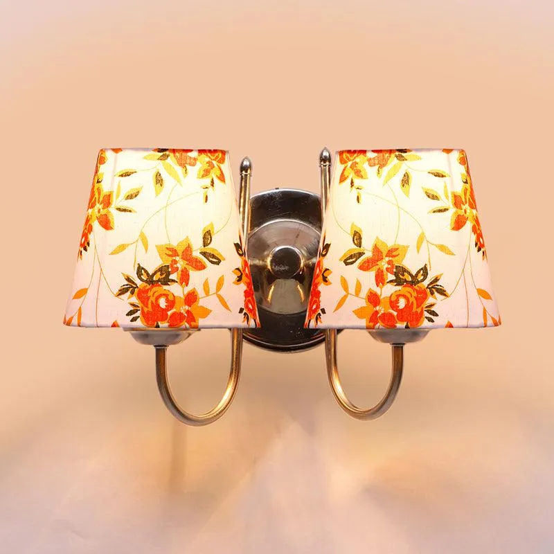 Veda Duo Ibis Flora Conical Fabric & Metal Wall Lamp media 3