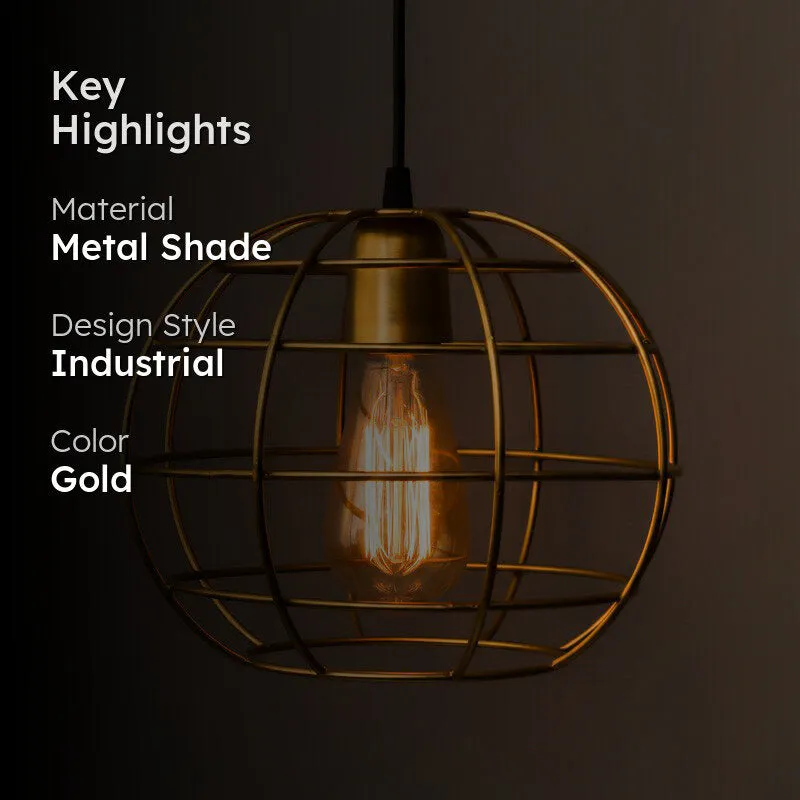 Mesh Ball Metal Ceiling Lamp - Golden media 2