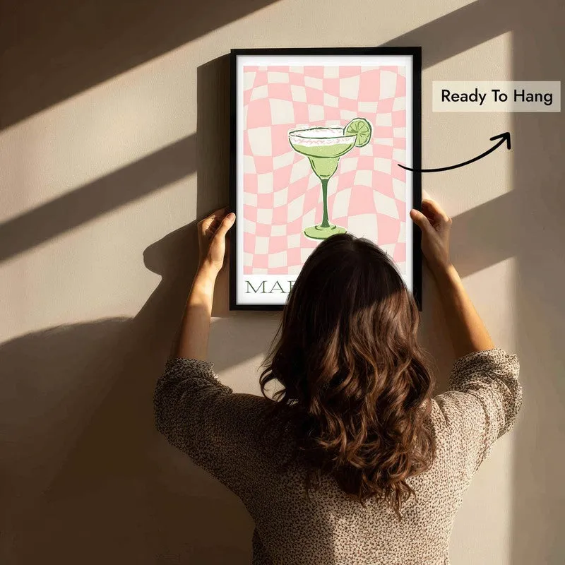 PinkCheck Margarita Archival Canvas Wall Art - Black media 6