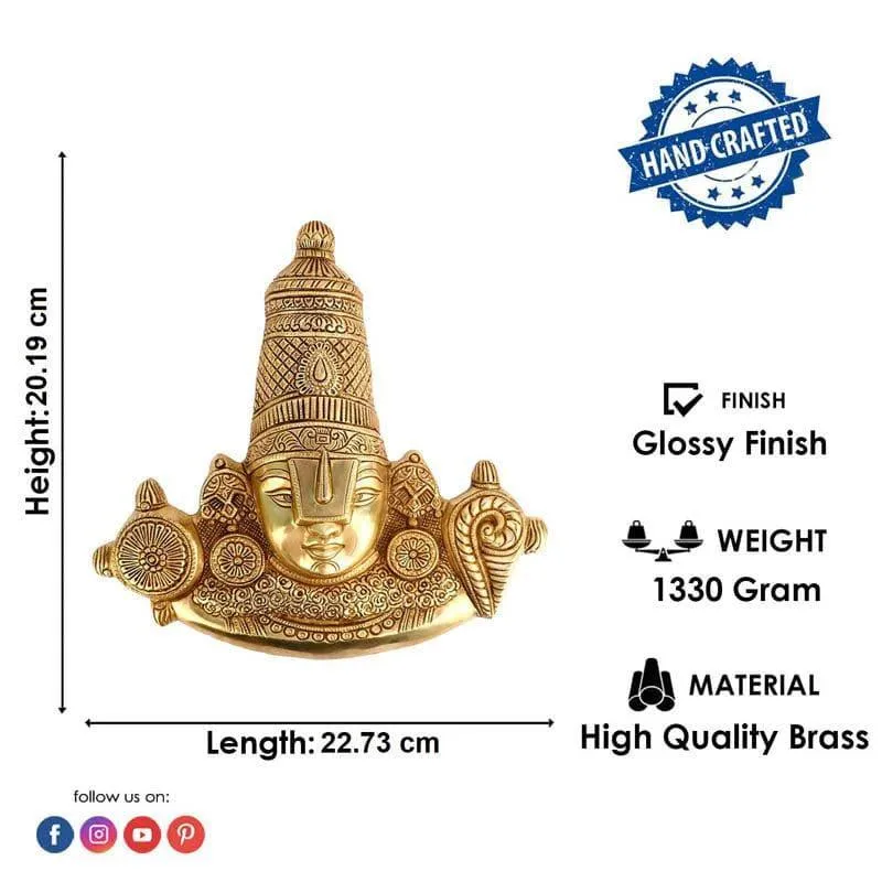 Tirupati Balaji Face Brass Idol media 4