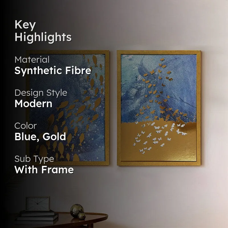 Golden Horizon Butterfly Wall Art Frame - Set of Two media 2