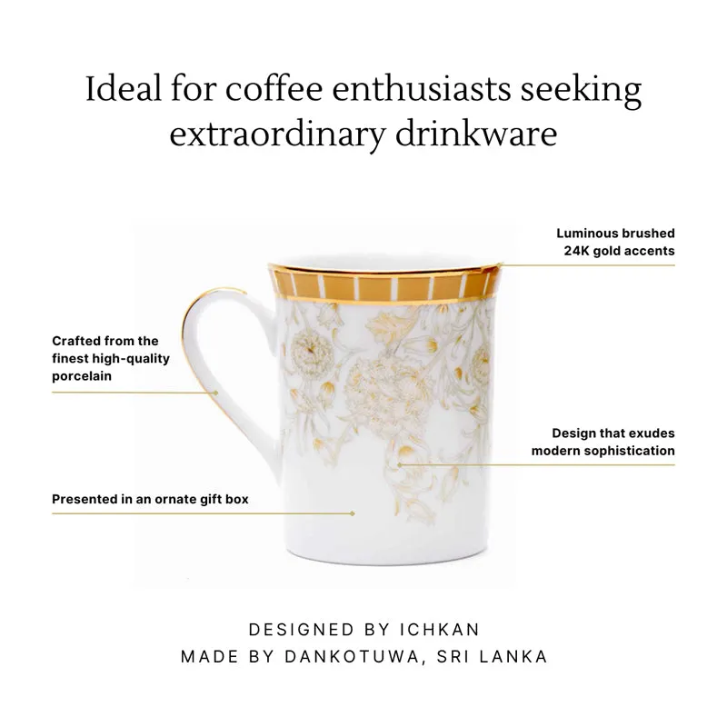Gilded Iris Classic 24k Gold Brushed Porcelain Coffee Mug (300 mL Each/Gold) - Set Of Six media 6