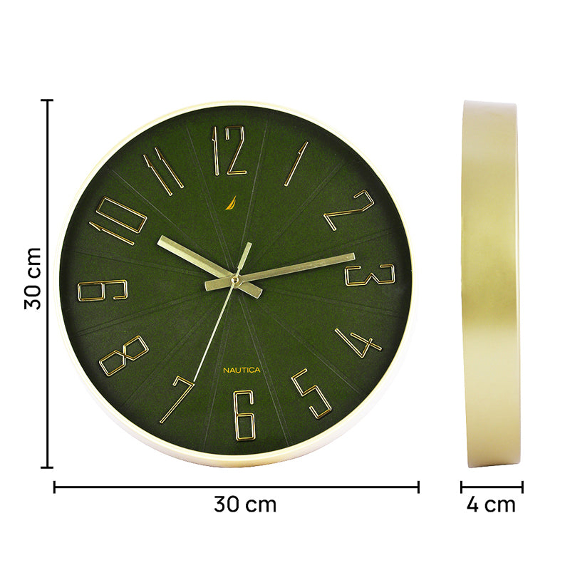 Caldre Analog Wall Clock - Green & Gold media 9