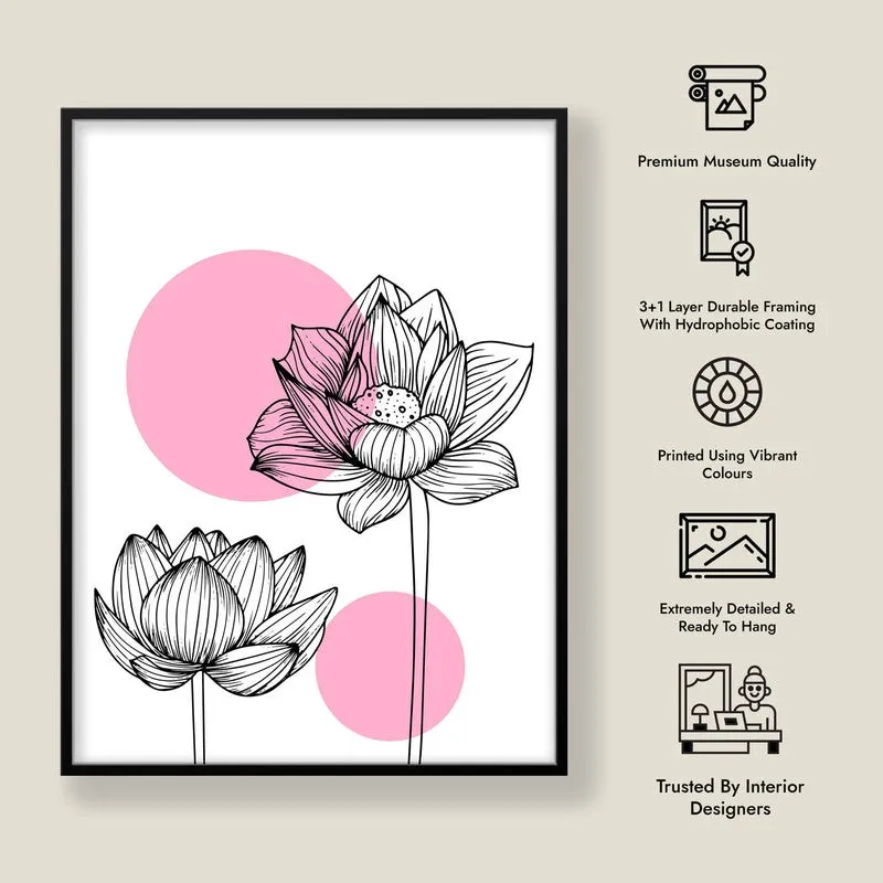 Lotus Lines Archival Paper Wall Art With Frame media 9