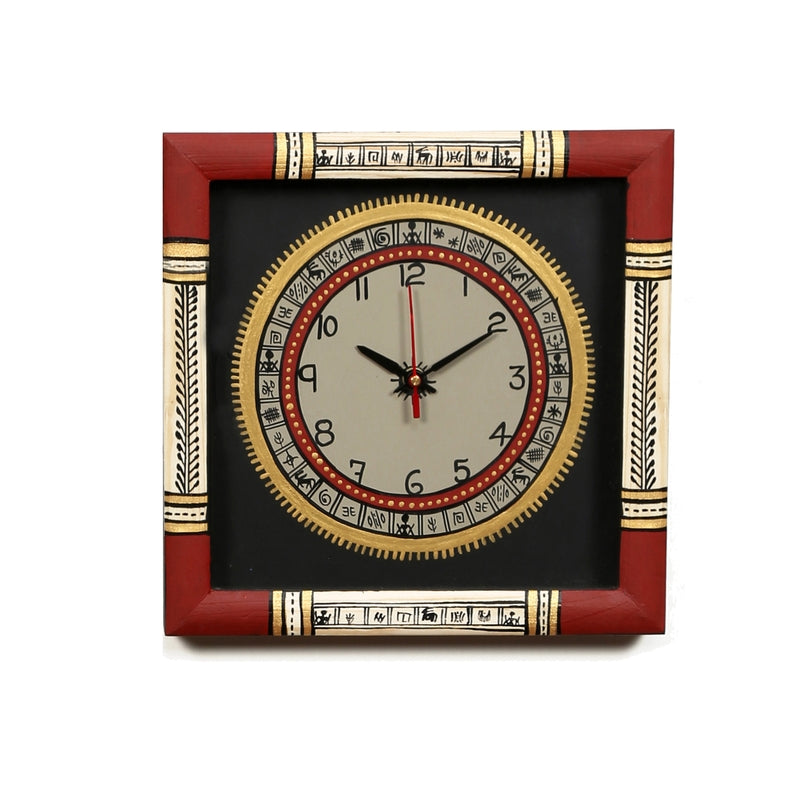Imeya Warli Tribal Wooden Wall Clock media 9