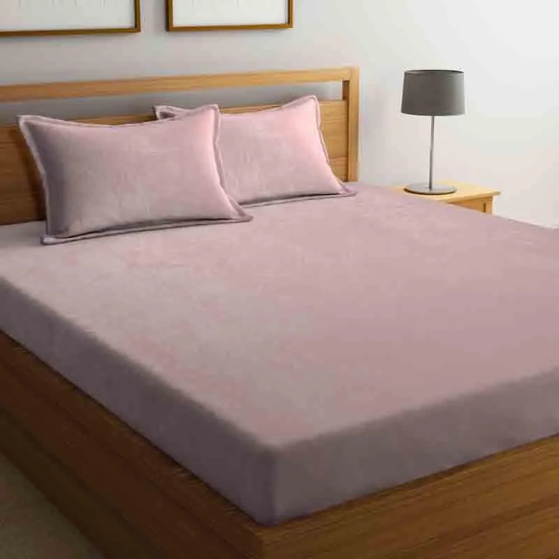 Solid Dust Woollen Bedsheet (Pink) - 130 GSM media 3