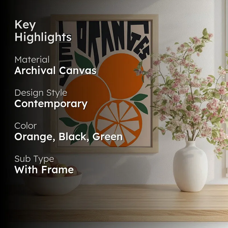 Orange Citrus Archival Canvas Wall Art - Brown media 2