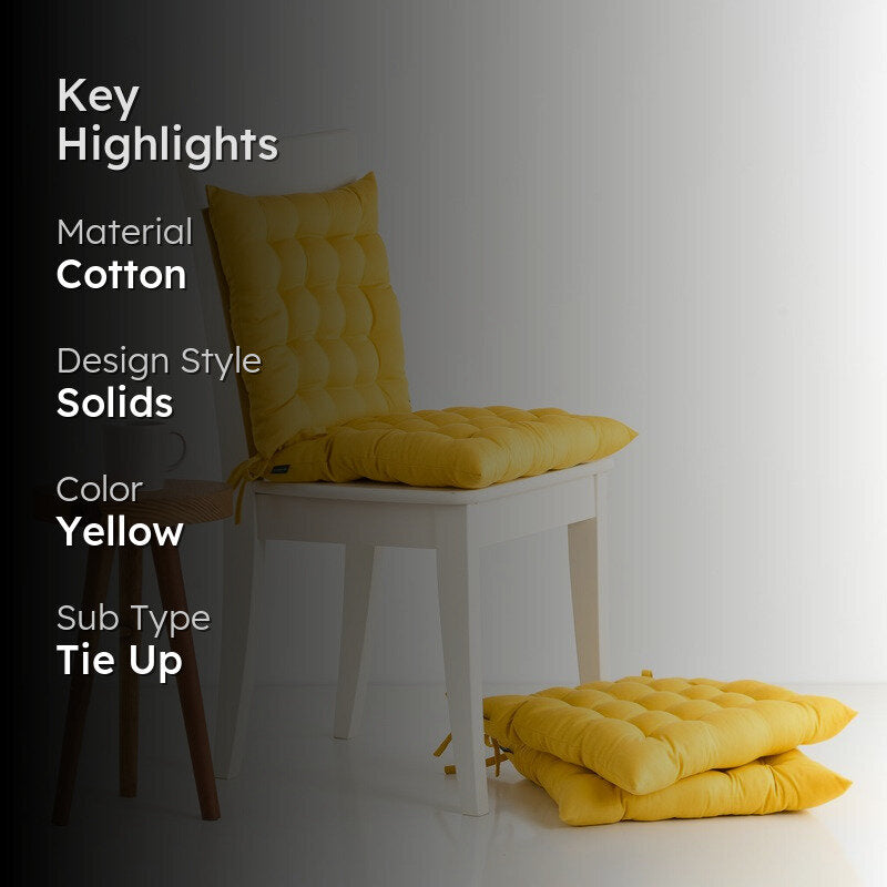 Savra Cotton Chair Pad (Yellow) - Set Of Four media 2