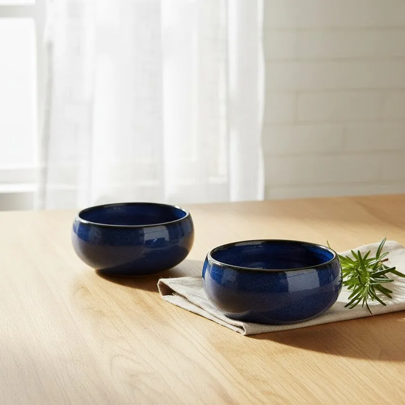 Nocturne Handcrafted Ceramic Dip Bowls (Blue,150 mL) - Set Of Two media 1