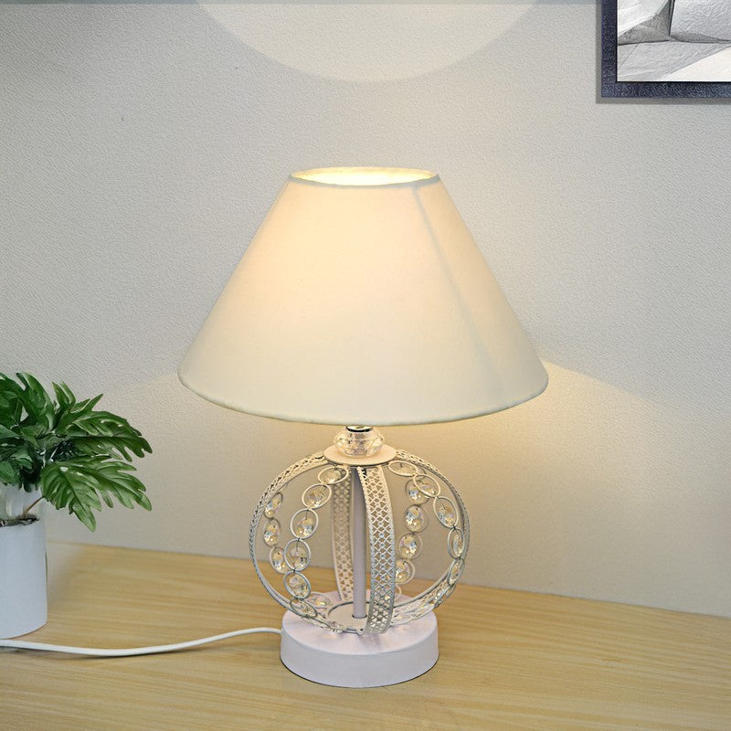 NatureNest Organic Wooden Table Lamp Design - White