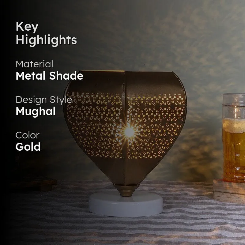 Gitana Glory Metal Table Lamp With White Base - Gold media 2