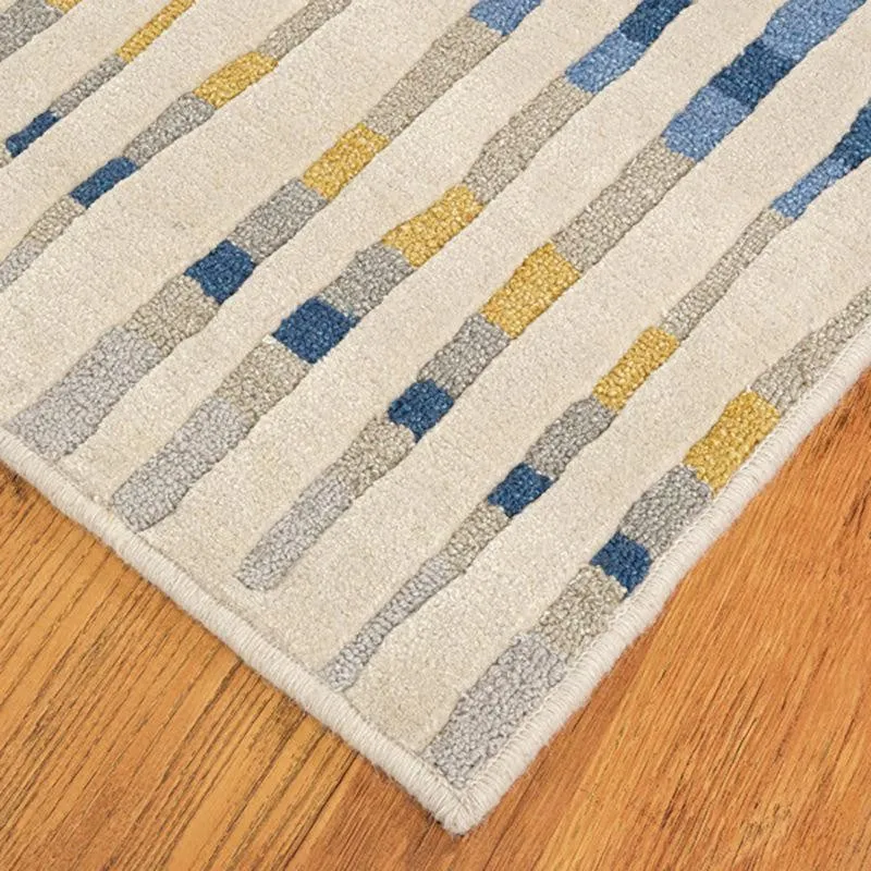 Iros Hand Tufted Geometric Wool & Nylon Carpet - Navy Blue media 7